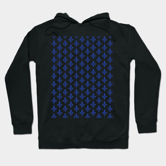 Lily Flower Pattern | Fleur de Lys du Québec | Blue and Black Hoodie by GDCdesigns